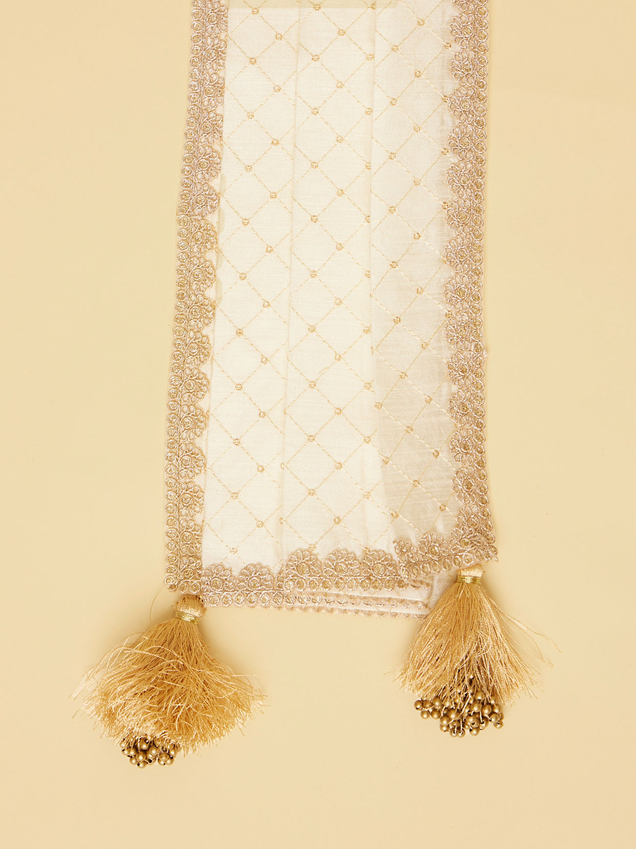 Ivory White Sequined Stole image number 1